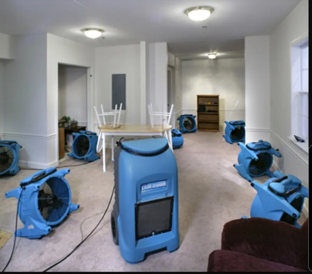Air movers and dehumidifier setup for Water Damage Restoration in East Honolulu
